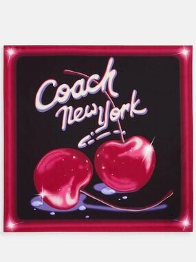 NWT COACH SILK CHERRY SCARF